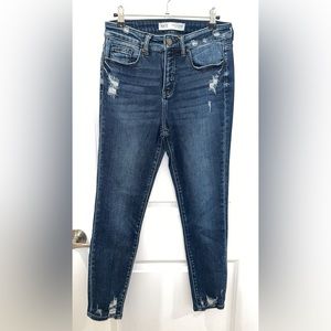 BKE Jeans Women 27 Blue Skinny Pants Slim High Rise Distressed Stella Denim